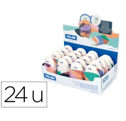 Goma de borrar milan the fun ovalada con funda caja de 24 unidades colores surtidos