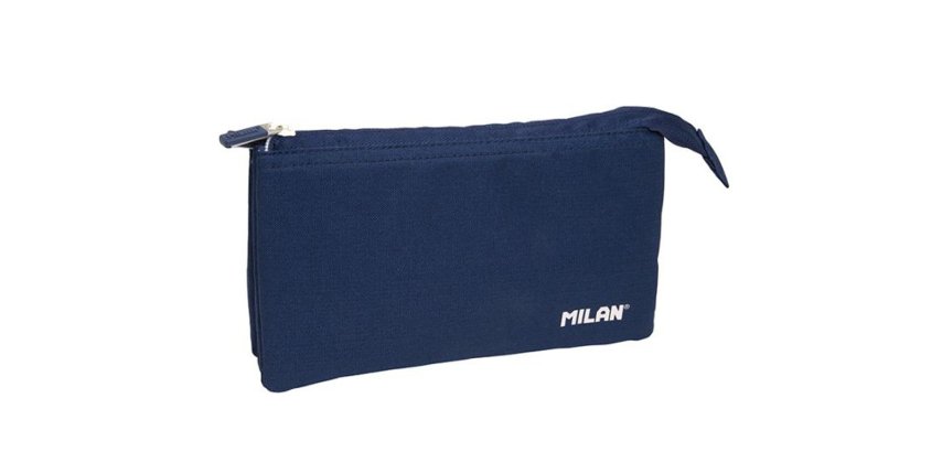 Bolso escolar portatodo milan 1918 collection 3 cremalleras y 5 compartimentos azul marino 215x35x125 mm