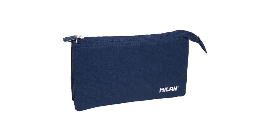 Bolso escolar portatodo milan 1918 collection 3 cremalleras y 5 compartimentos azul marino 215x35x125 mm