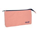 Bolso escolar portatodo milan 1918 collection 3 cremalleras y 5 compartimentos rosa 215x35x125 mm