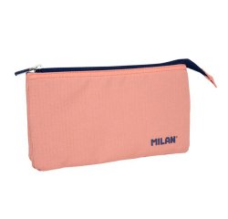 Bolso escolar portatodo milan 1918 collection 3 cremalleras y 5 compartimentos rosa 215x35x125 mm