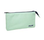 Bolso escolar portatodo milan 1918 collection 3 cremalleras y 5 compartimentos verde 215x35x125 mm