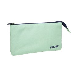 Bolso escolar portatodo milan 1918 collection 3 cremalleras y 5 compartimentos verde 215x35x125 mm