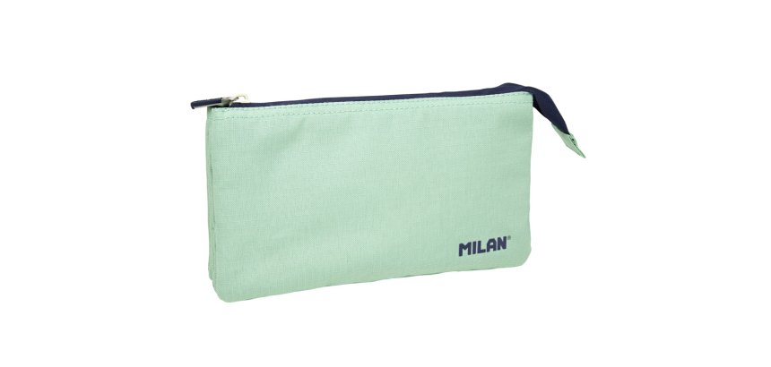 Bolso escolar portatodo milan 1918 collection 3 cremalleras y 5 compartimentos verde 215x35x125 mm