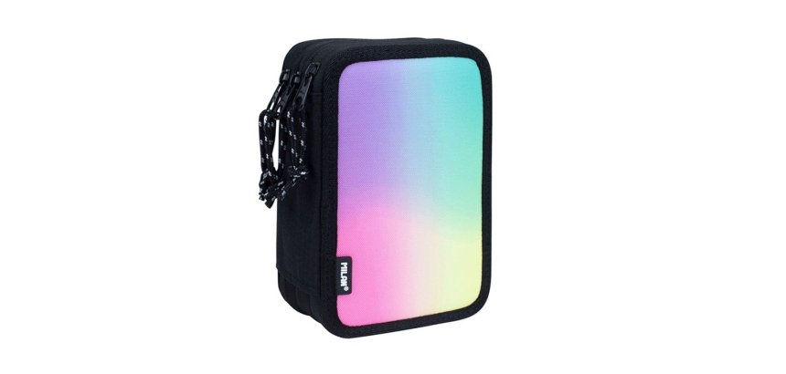 Plumier escolar milan serie sunset triple color negro 195x55x130 mm