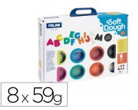Pasta milan para modelar soft dough muchas letras con herramientas maletin con 8 botes colores surtidos 59 g