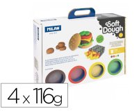 Pasta milan para modelar soft dough casa de las hamburguesas con herramientas maletin con 4 botes colores