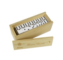 Domino chamelo fournier ficha celuloide en caja de madera