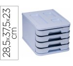 Fichero cajones de sobremesa faibo plastico 100% reciclable 4 cajones azul pastel 28,5x37,5x23 cm