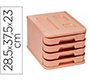 Fichero cajones de sobremesa faibo plastico 100% reciclable 4 cajones naranja pastel 28,5x37,5x23 cm