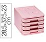 Fichero cajones de sobremesa faibo plastico 100% reciclable 4 cajones rosa pastel 28,5x37,5x23 cm