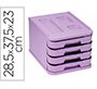 Fichero cajones de sobremesa faibo plastico 100% reciclable 4 cajones violeta pastel 28,5x37,5x23 cm