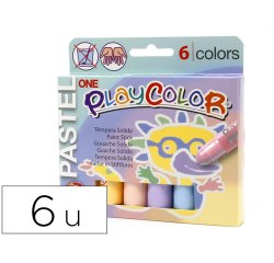 Tempera solida en barra playcolor pastel one caja de 6 unidades colores surtidos