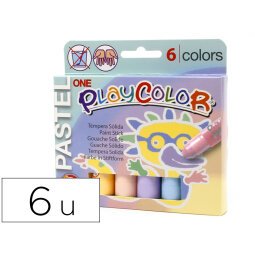 Tempera solida en barra playcolor pastel one caja de 6 unidades colores surtidos