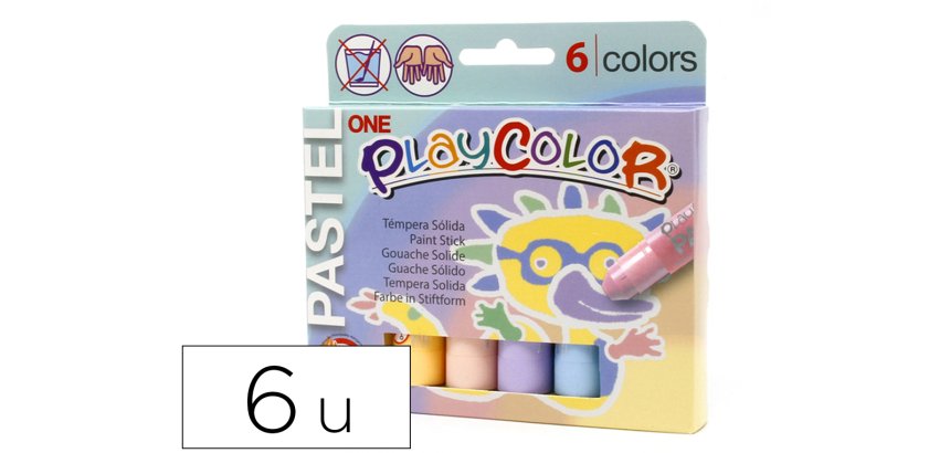 Tempera solida en barra playcolor pastel one caja de 6 unidades colores surtidos