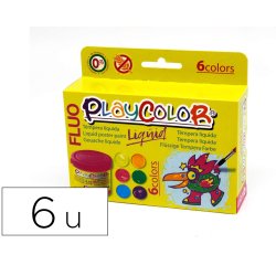 Tempera liquida playcolor liquid fluo 40 ml caja 6 unidades colores surtidos