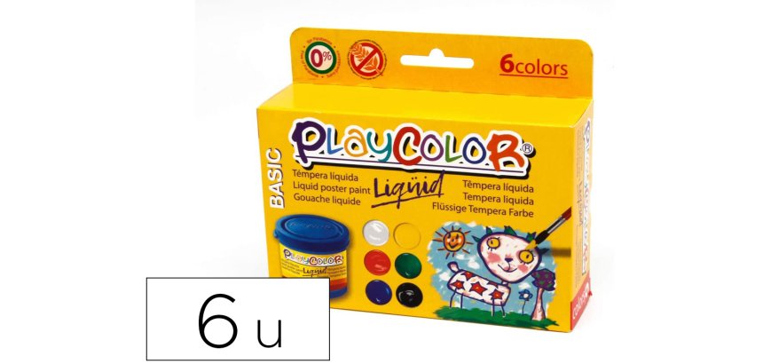Tempera liquida playcolor liquid basic 40 ml caja de 6 unidades colores surtidos