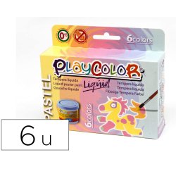 Tempera liquida playcolor liquid pastel 40 ml caja de 6 unidades colores surtidos