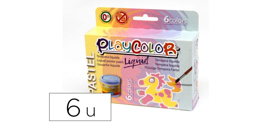 Tempera liquida playcolor liquid pastel 40 ml caja de 6 unidades colores surtidos