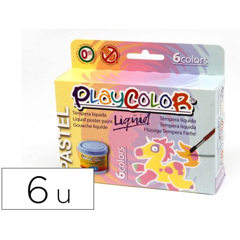 Tempera liquida playcolor liquid pastel 40 ml caja de 6 unidades colores surtidos