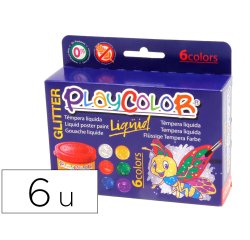 Tempera liquida playcolor liquid glitter 40 ml caja de 6 unidades colores surtidos