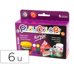 Pintura acrilica playcolor acrylic basic 40 ml caja de 6 unidades colores surtidos