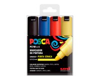 Rotulador uni posca pc-7m/4c marcador de pintura punta conica 4,5-5,5 mm estuche de 4 unidades colores basicos