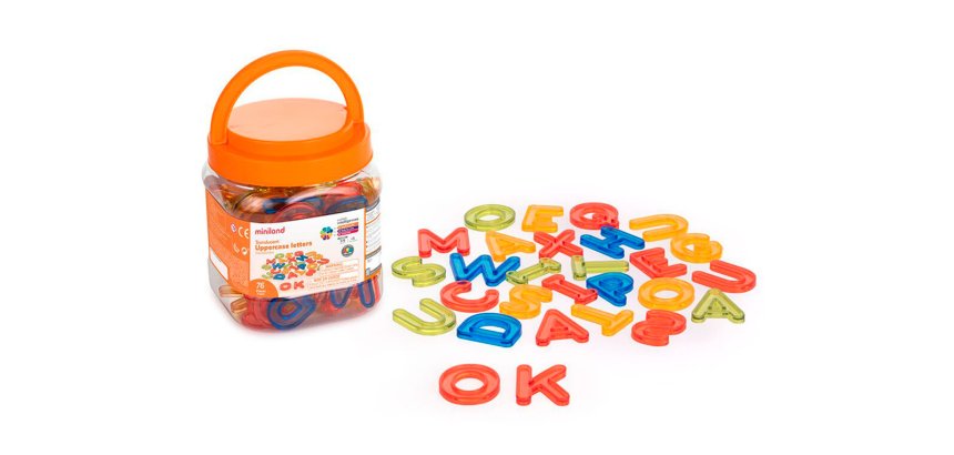 Juego didactico miniland letras mayusculas translucidas