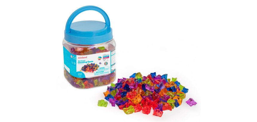 Juego didactico miniland gemas para contar translucidas
