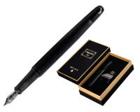 Pluma y frasco de tinta belius origen 1995 aluminio textura cepillada color negro tinta negra caja diseño