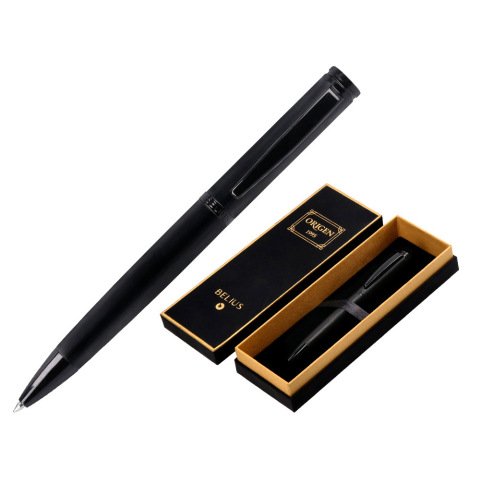 Boligrafo belius origen 1995 aluminio textura cepillada color negro tinta azul caja de diseño