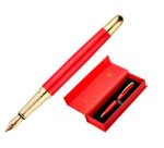 Pluma belius passion dor aluminio textura cepillada color rojo y dorado tinta azul caja de diseño
