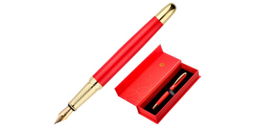 Pluma belius passion dor aluminio textura cepillada color rojo y dorado tinta azul caja de diseño