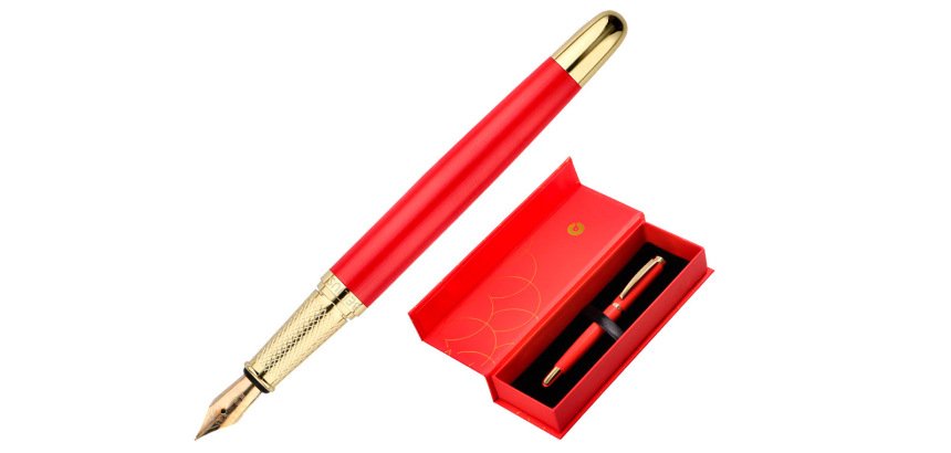 Pluma belius passion dor aluminio textura cepillada color rojo y dorado tinta azul caja de diseño