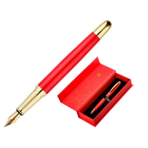 Pluma belius passion dor aluminio textura cepillada color rojo y dorado tinta azul caja de diseño
