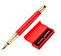 Pluma belius passion dor aluminio textura cepillada color rojo y dorado tinta azul caja de diseño