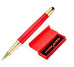 Boligrafo belius passion dor aluminio textura cepillada color rojo y dorado tinta azul caja de diseño