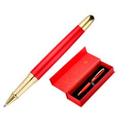 Boligrafo belius passion dor aluminio textura cepillada color rojo y dorado tinta azul caja de diseño