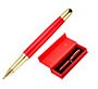 Boligrafo belius passion dor aluminio textura cepillada color rojo y dorado tinta azul caja de diseño