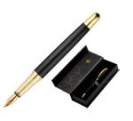 Pluma belius passion dor aluminio textura cepillada color negro y dorado tinta azul caja de diseño