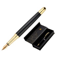 Pluma belius passion dor aluminio textura cepillada color negro y dorado tinta azul caja de diseño