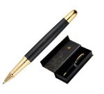 Boligrafo belius passion dor aluminio textura cepillada color negro y dorado tinta azul caja de diseño