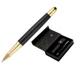 Boligrafo y estuche belius passion dor aluminio textura cepillada color negro y dorado tinta azul caja diseño