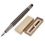 Pluma belius neptuno aluminio textura wavy color caqui tinta azul caja de diseño