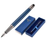 Pluma belius neptuno aluminio textura wavy color azul marino tinta azul caja de diseño