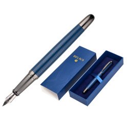 Pluma belius neptuno aluminio textura wavy color azul marino tinta azul caja de diseño