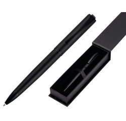 Boligrafo belius turbo aluminio color negro tinta azul caja de diseño