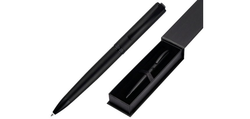 Boligrafo belius turbo aluminio color negro tinta azul caja de diseño