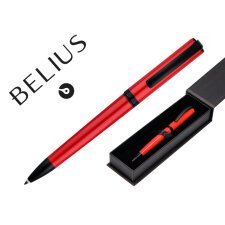 Boligrafo belius turbo aluminio color rojo y negro tinta azul caja de diseño