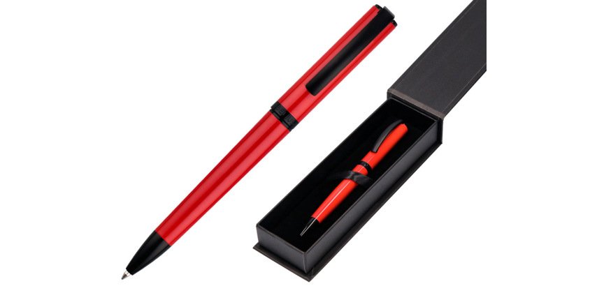 Boligrafo belius turbo aluminio color rojo y negro tinta azul caja de diseño